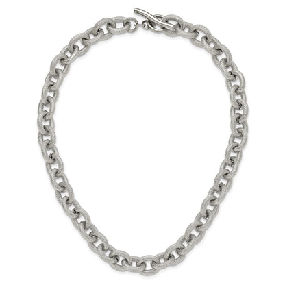 Chisel Stainless Steel Polished and Textured Link 16.5 inch Necklace