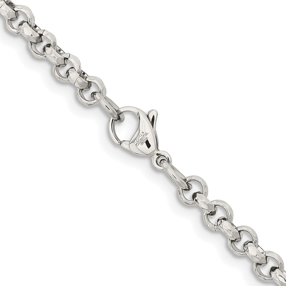 Chisel Stainless Steel Polished and Textured Fancy Rolo 24 inch Chain