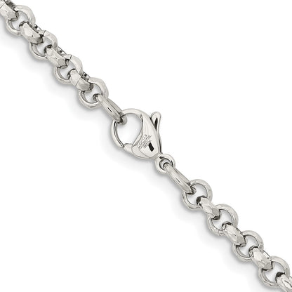 Chisel Stainless Steel Polished and Textured Fancy Rolo 22 inch Chain