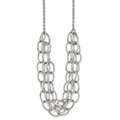 Chisel Stainless Steel Polished Multi Chain 20.5 inch with a 1.75 inch Extension Necklace