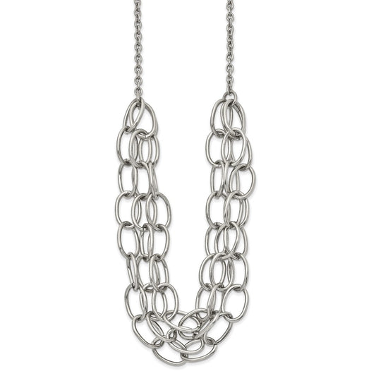 Chisel Stainless Steel Polished Multi Chain 20.5 inch with a 1.75 inch Extension Necklace