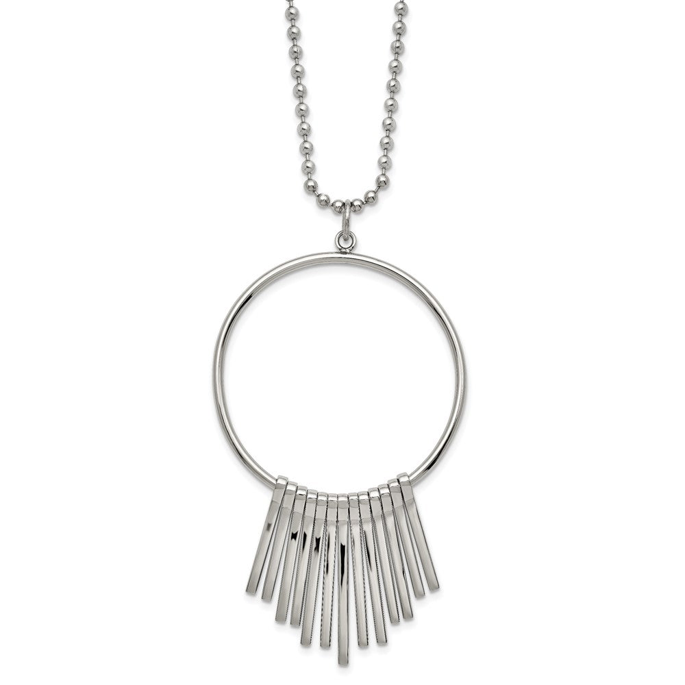 Chisel Rims Chisel Stainless Steel Polished Circle with Bars Pendant on a 22 inch ...