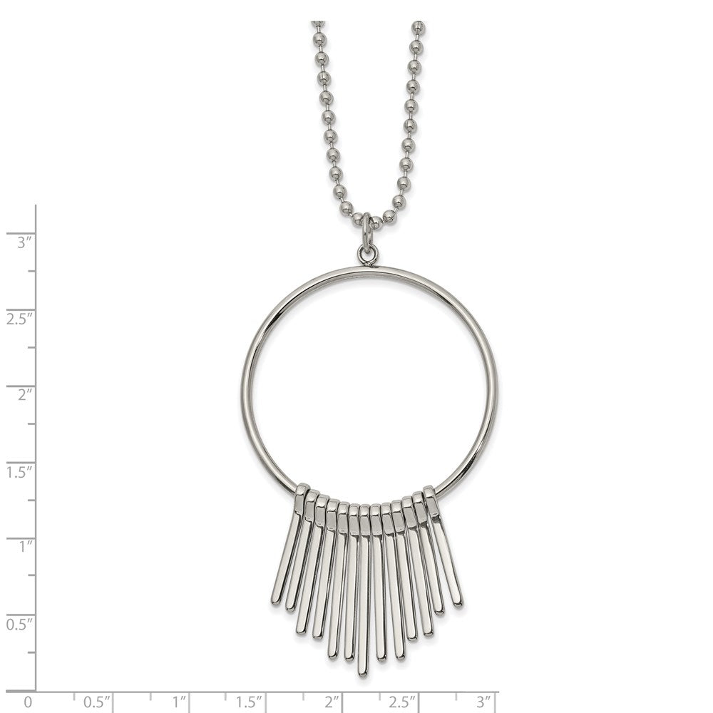 Chisel Rims Chisel Stainless Steel Polished Circle with Bars Pendant on a 22 inch ...