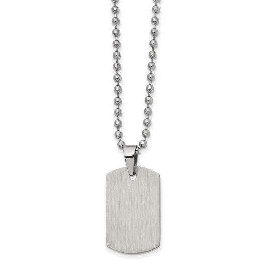 Chisel Stainless Steel Brushed and Polished Reversible Dog Tag on a 22 inch Ball Chain Necklace