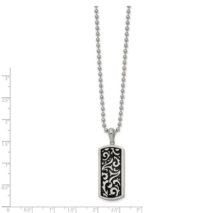 Chisel Stainless Steel Polished Enameled Swirl Design Dog Tag on a 22 inch Ball Chain Necklace