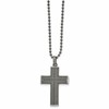 Chisel Stainless Steel Antiqued and Polished Gun Metal IP-plated Cross Pendant on a 22 inch Ball Chain Necklace