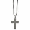 Chisel Stainless Steel Antiqued and Polished Gun Metal IP-plated Cross Pendant on a 22 inch Ball Chain Necklace