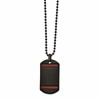 Chisel Stainless Steel Polished Black IP-plated with Tiger's Eye Dog Tag on a 22 inch Ball Chain Necklace