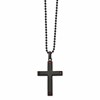Chisel Stainless Steel Polished Black IP-plated with Tiger's Eye Cross Pendant on a 22 inch Ball Chain Necklace