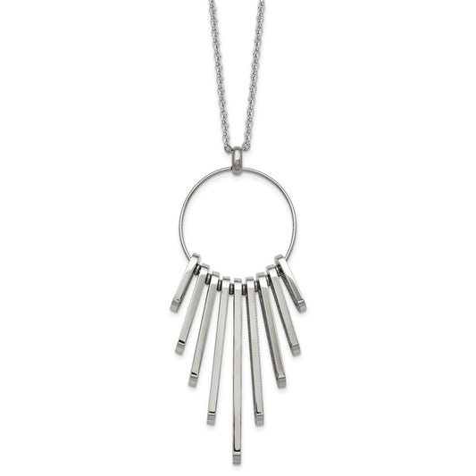 Chisel Stainless Steel Polished Circle with Bars Pendant on a 20 inch Cable Chain Necklace