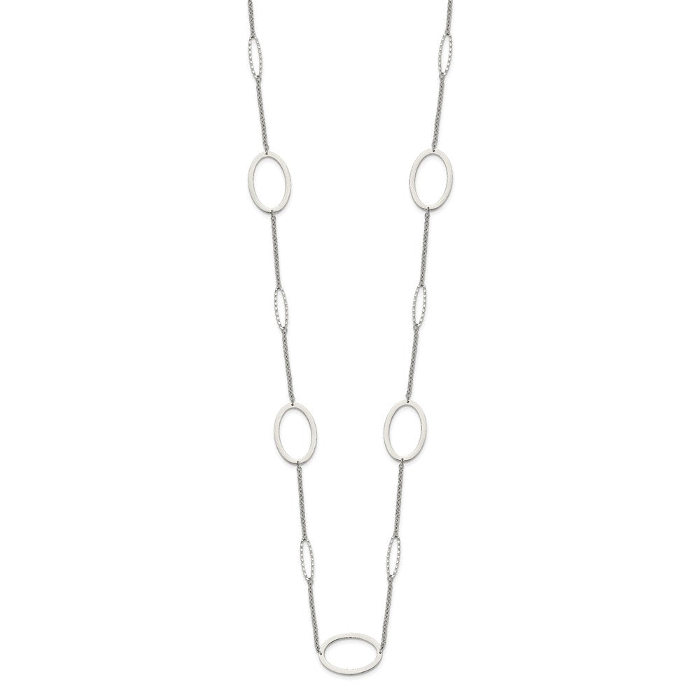 Chisel Stainless Steel Polished Fancy Oval Link 38 inch Necklace