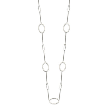 Chisel Stainless Steel Polished Fancy Oval Link 38 inch Necklace