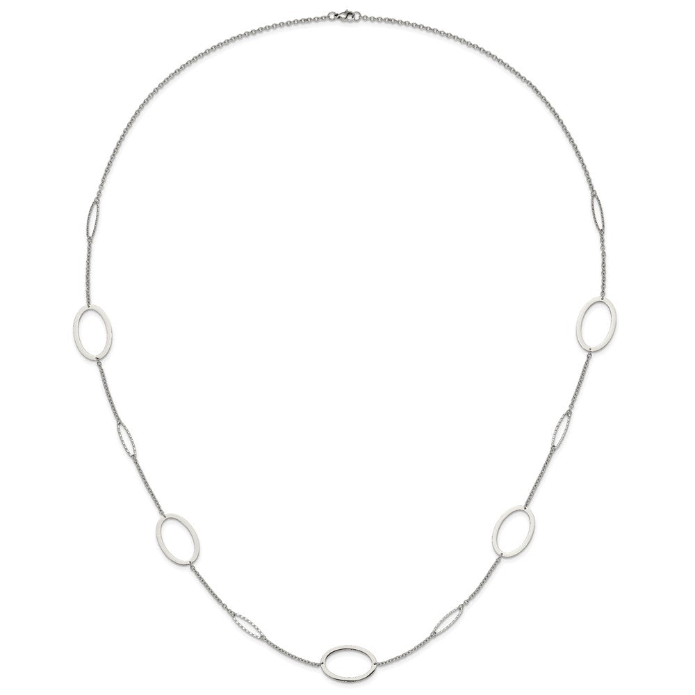 Chisel Stainless Steel Polished Fancy Oval Link 38 inch Necklace