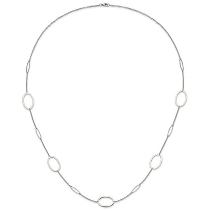 Chisel Stainless Steel Polished Fancy Oval Link 38 inch Necklace