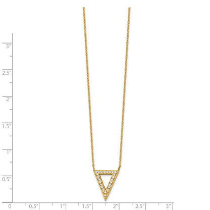 Chisel Stainless Steel Polished Yellow IP-plated CZ Triangle on a 17 inch Cable Chain with 2.5 inch Extension Necklace