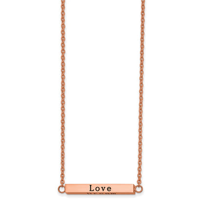 Chisel Stainless Steel Polished Rose IP-plated Enameled CZ ENJOY THE LITTLE THINGS Bar on a 16 inch Cable Chain with a 2 inch Extension Necklace