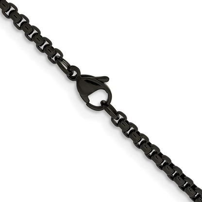Chisel Stainless Steel Polished Black IP-plated 20 inch Box Chain