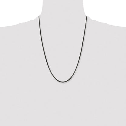 Chisel Stainless Steel Polished Black IP-plated 24 inch Box Chain
