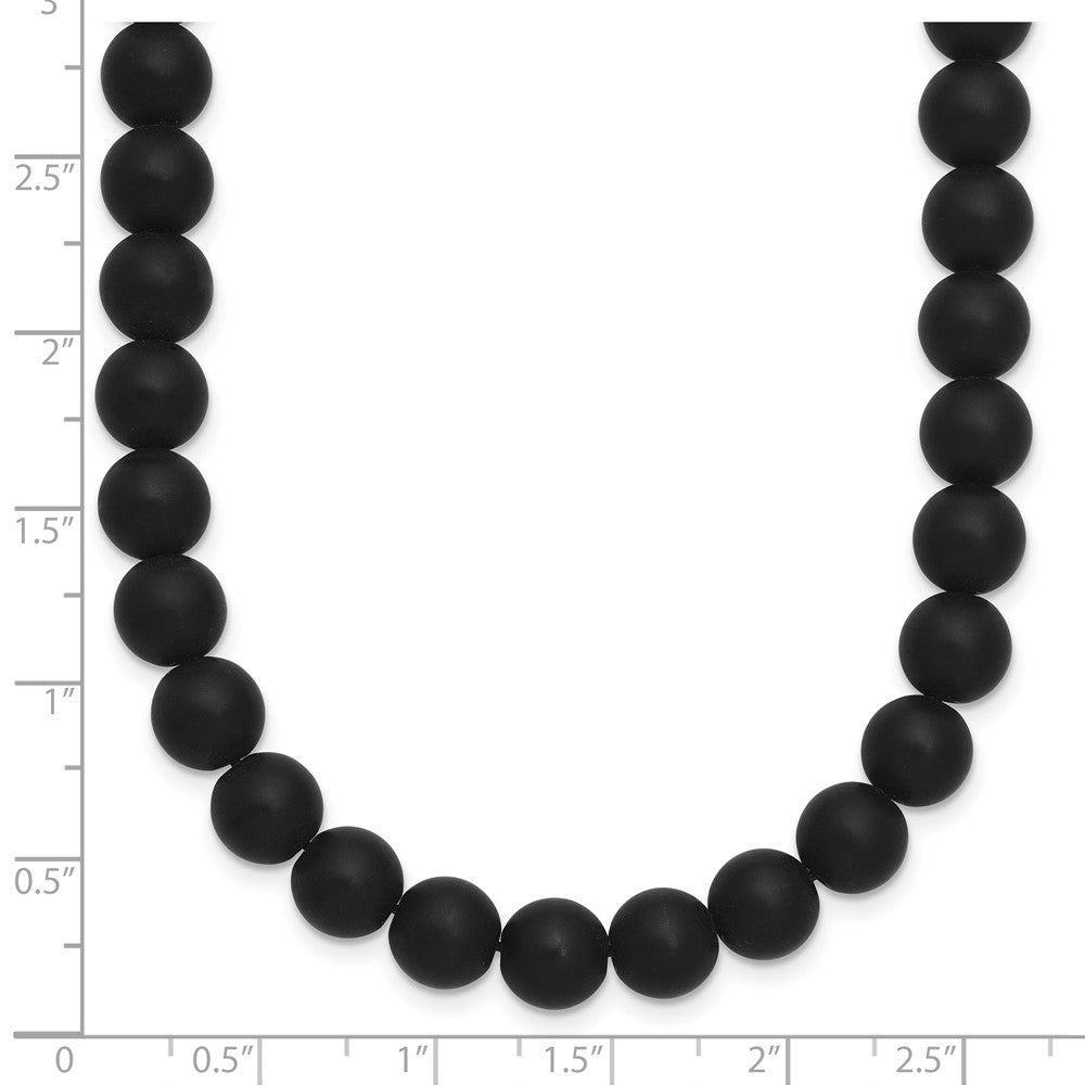 Chisel Stainless Steel Brushed with Black Agate and  Antiqued Clasp 27 inch Necklace