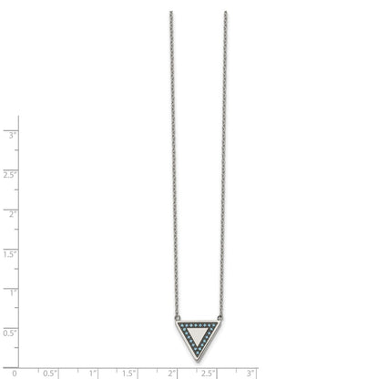 Chisel Stainless Steel Polished with Reconstructed Turquoise Triangle on a 17.75 inch Cable Chain with a 2 inch Extension Necklace