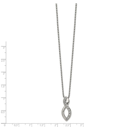 Chisel Stainless Steel Polished with Crystals Infinity Symbol on a 16 inch Box Chain Necklace