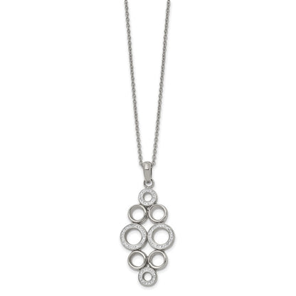 Chisel Stainless Steel Polished Preciosa Crystal Circles Pendant on a 16 inch Cable Chain with a 2 inch Extension Necklace