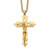 Chisel Stainless Steel Polished Yellow IP-plated Cutout Crucifix Pendant on a 24 inch Curb Chain Necklace
