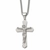Chisel Stainless Steel Polished Crucifix Pendant on a 24 inch Curb Chain Necklace