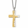 Chisel Stainless Steel Polished Yellow IP-plated Etched Broken Prayer Cross Pendant on a 24 inch Curb Chain Necklace