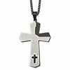 Chisel Stainless Steel Polished Black IP-plated Lord's Prayer Cross Pendant on a 24 inch Curb Chain Necklace