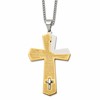 Chisel Stainless Steel Polished Yellow IP-plated Lord's Prayer Cross Pendant on a 24 inch Curb Chain Necklace