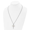 Chisel Stainless Steel Polished with 14k Gold Accent Cross Pendant on a 24 inch Curb Chain Necklace