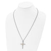 Chisel Stainless Steel Polished with 14k Gold Accent Cross Pendant on a 24 inch Curb Chain Necklace