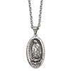 Chisel Stainless Steel Antiqued and Polished Spanish Lady of Guadalupe Pendant on a 24 inch Cable Chain Necklace