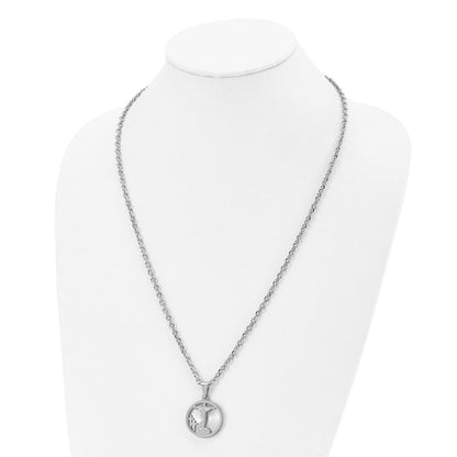 Chisel Stainless Steel Polished Laser Cut Crucifix Pendant on a 24 inch Cable Chain Necklace