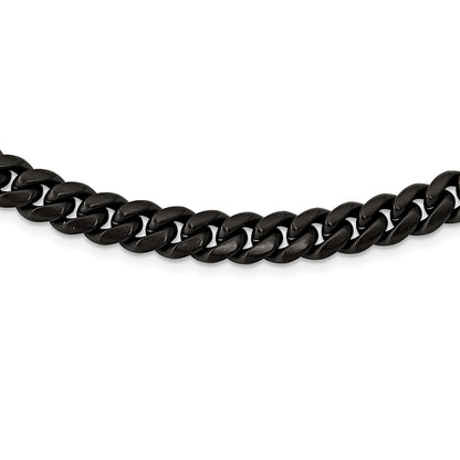 Chisel Stainless Steel Brushed Black IP-plated 10mm 24 inch Curb Necklace