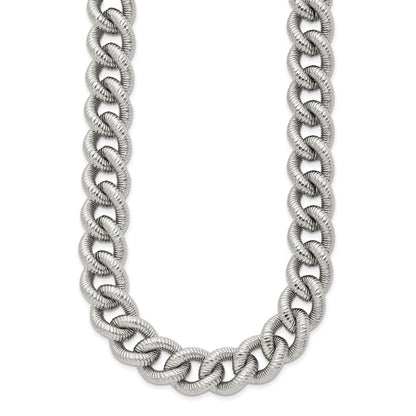 Chisel Stainless Steel Polished and Textured 14.5mm 23.75 inch Curb Chain