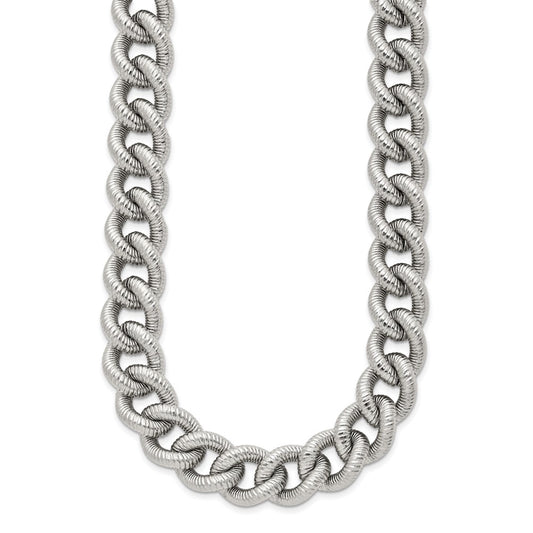 Chisel Stainless Steel Polished and Textured 14.5mm 23.75 inch Curb Chain