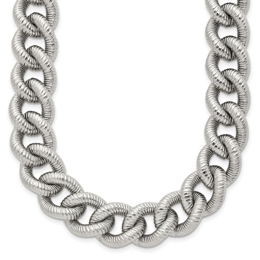 Chisel Stainless Steel Polished and Textured 14.5mm 23.75 inch Curb Chain