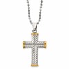 Chisel Stainless Steel Polished and Textured Yellow IP-plated Cross Pendant on a 22 inch Ball Chain Necklace