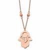 Chisel Stainless Steel Polished Rose IP-plated Hamsa Pendant on a 24 inch Beaded Cable Chain Necklace