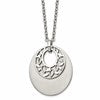 Chisel Stainless Steel Brushed and Polished Flower Cutout Pendant on an 18 inch Cable Chain Plus a 2 inch Extension Necklace