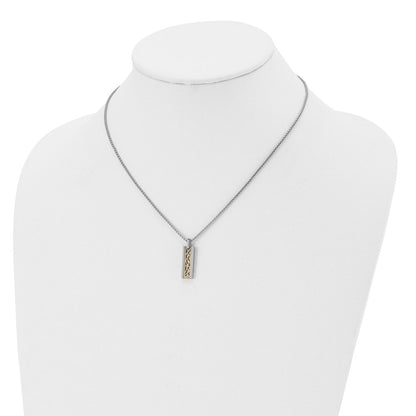 Chisel Stainless Steel Polished Yellow IP-plated Center Rectangle Pendant on a 16 inch Box Chain Necklace
