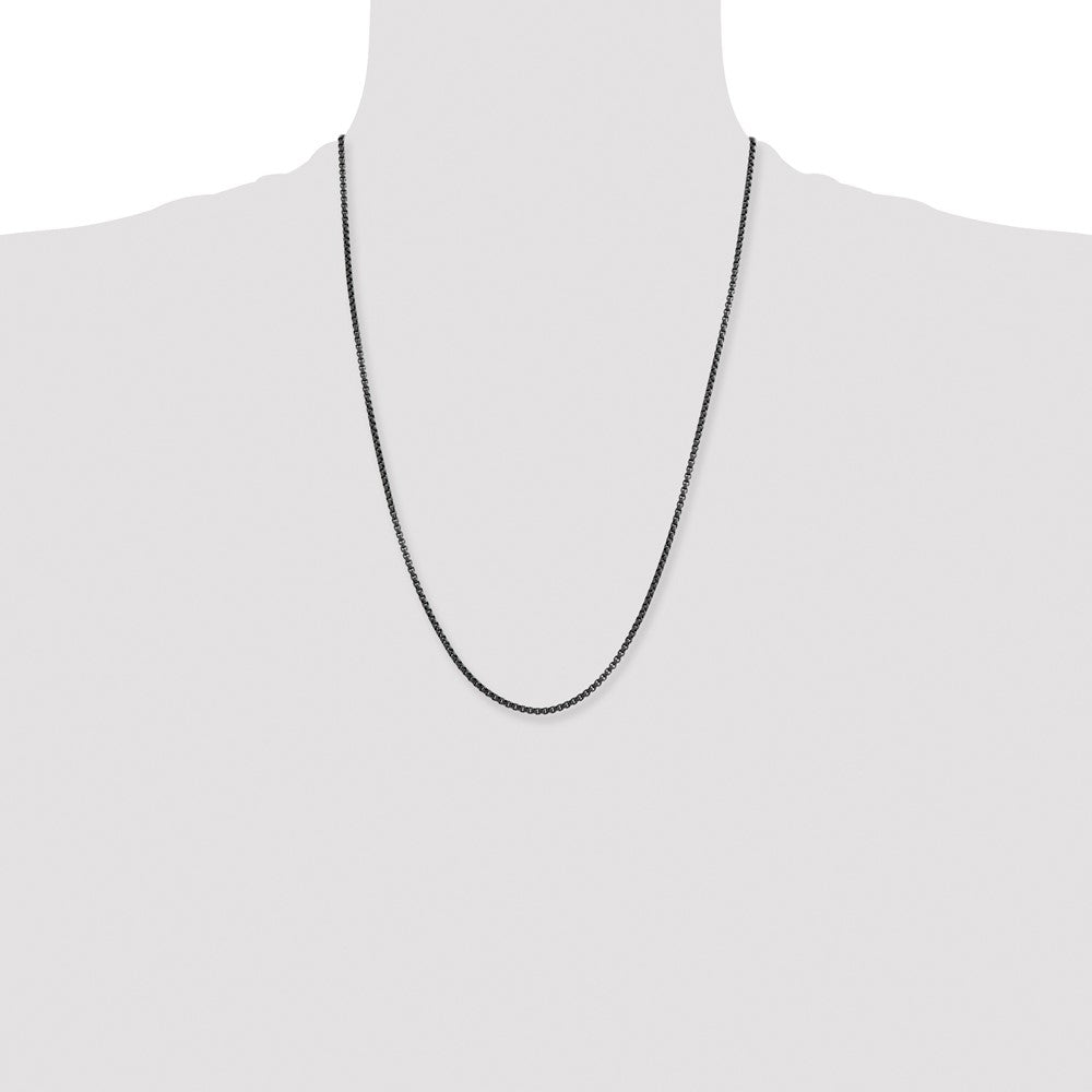 Chisel Stainless Steel Polished Blue and Grey IP-plated 2.5mm 24 inch Box Chain