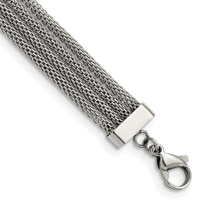 Chisel Stainless Steel Polished with CZ Multi Strand 11.75 inch with a 2.75 inch Extension Choker Necklace