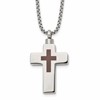 Chisel Stainless Steel Polished and Lasered Cross Ash Holder on a 24in Box Chain Necklace
