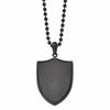 Chisel Stainless Steel Brushed and Polished Black IP-plated Shield Pendant on a 22 inch Ball Chain Necklace