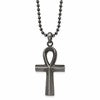 Chisel Stainless Steel Antiqued and White Bronze Plated Ankh Pendant on a 22 inch Ball Chain Necklace