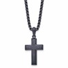 Chisel Stainless Steel Brushed and Polished Dark Grey IP-plated Cross Pendant on a 24 inch Box Chain Necklace