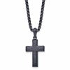 Chisel Stainless Steel Brushed and Polished Dark Grey IP-plated Cross Pendant on a 24 inch Box Chain Necklace